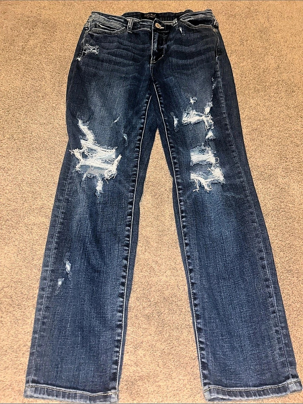 Judy Blue Distressed boyfriend Jeans in Blue Waist 11